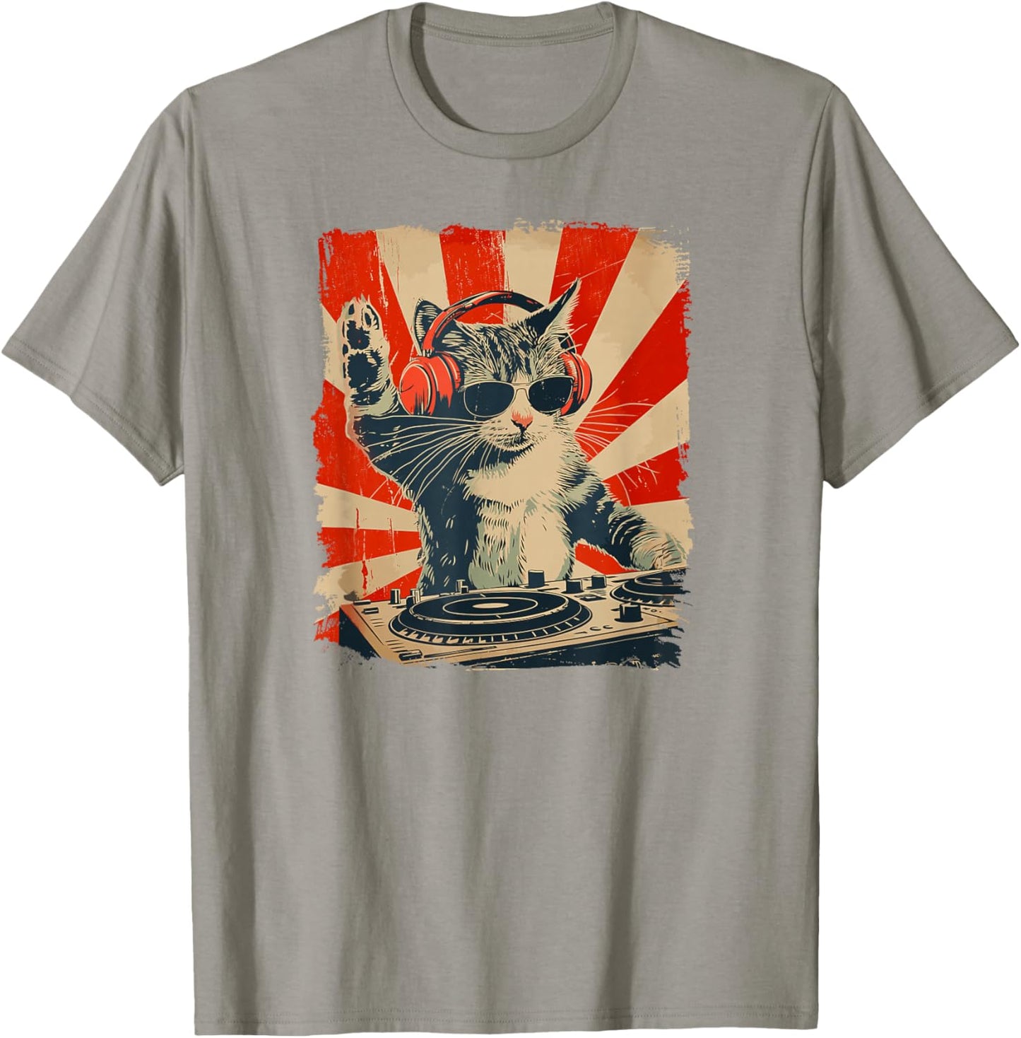 Funny DJ Cat Disco Sound Tech Headphone Music Women T-Shirt - T-Shirt | Sand