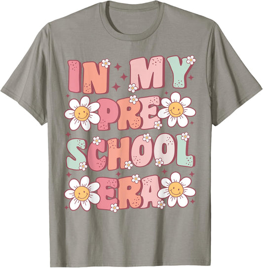 In My Preschool Era Retro Cute Groovy Pre K Back to School T-Shirt - T-Shirt | Sand