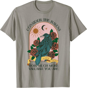 Consider Ravens Christian Bible Verse Faith Retro Religion T-Shirt - T-Shirt | Sand