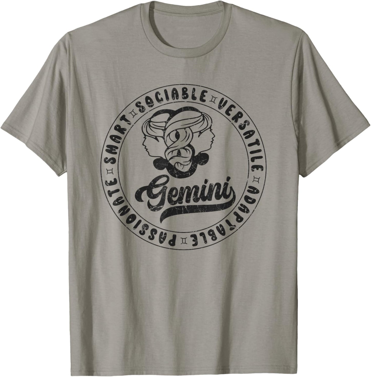 Gemini Traits Distressed Retro Novelty Zodiac, Gemini T-Shirt - T-Shirt | Sand
