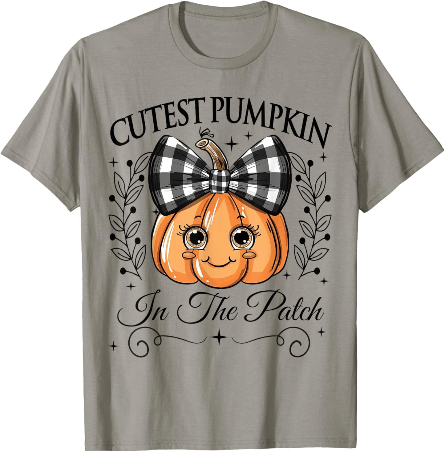 Cutest Pumpkin In The Patch Halloween Fall Bow Kids Girls T-Shirt - T-Shirt | Sand