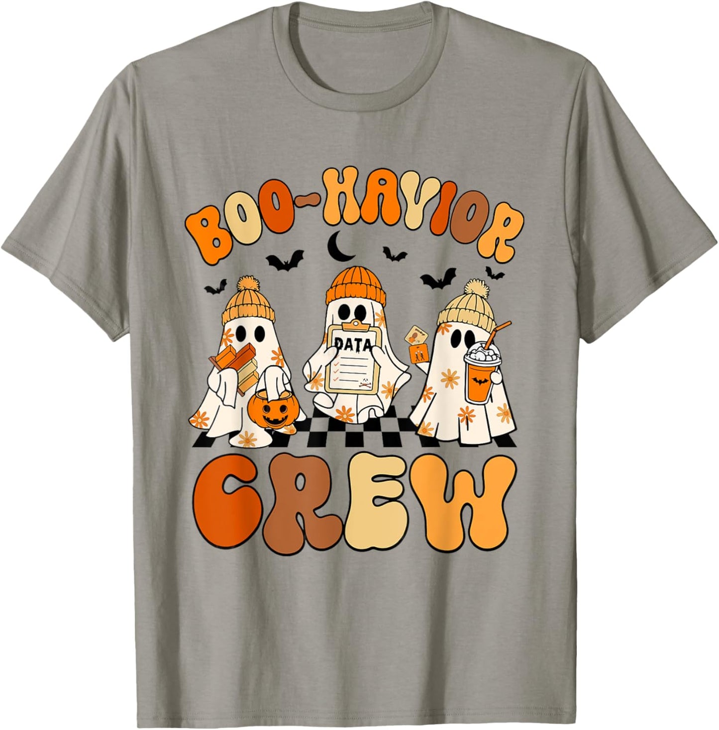 Retro Boo-Havior Crew Behavior Analyst Halloween ABA RBT T-Shirt - T-Shirt | Sand