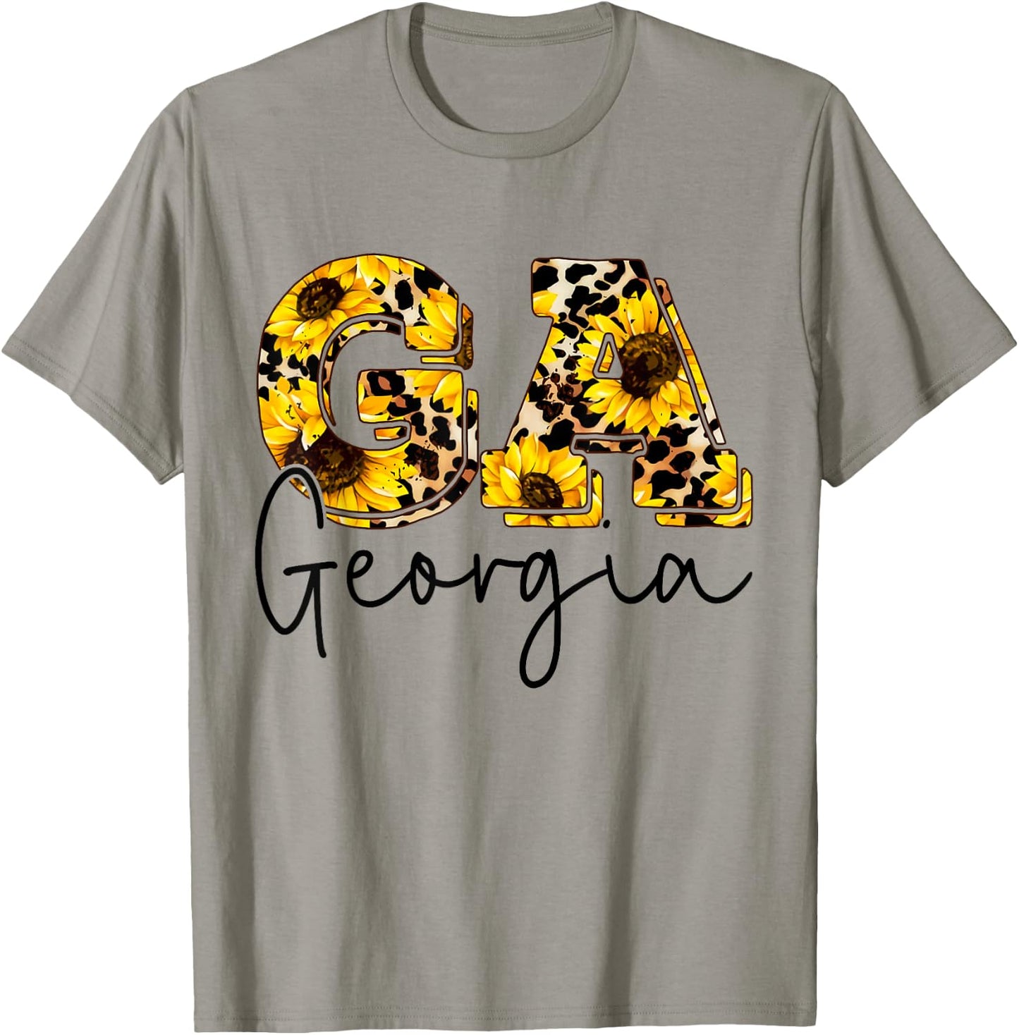 Georgia Sunflower Leopard Print Gift T-Shirt - T-Shirt | Sand