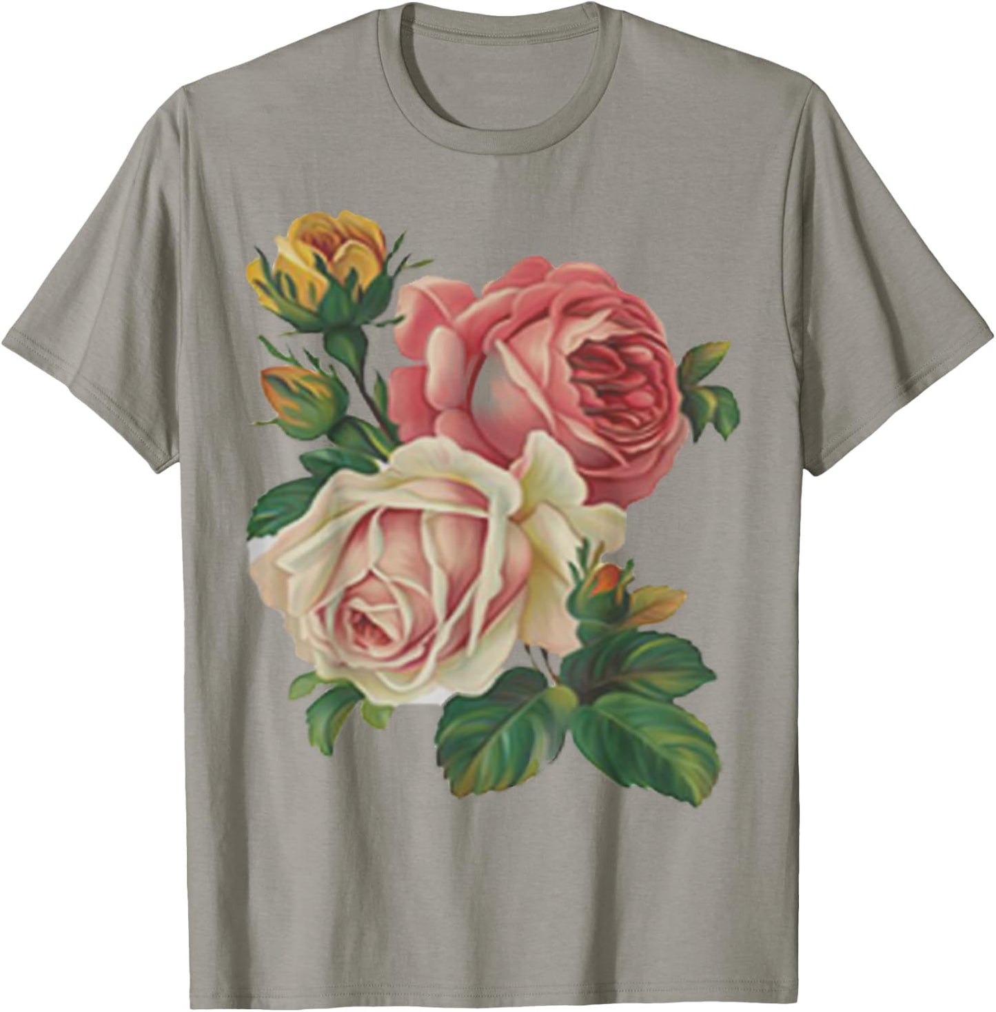 Roses Rose Floral Vintage Style Shabby Desert Chic Retro T-Shirt - T-Shirt | Sand