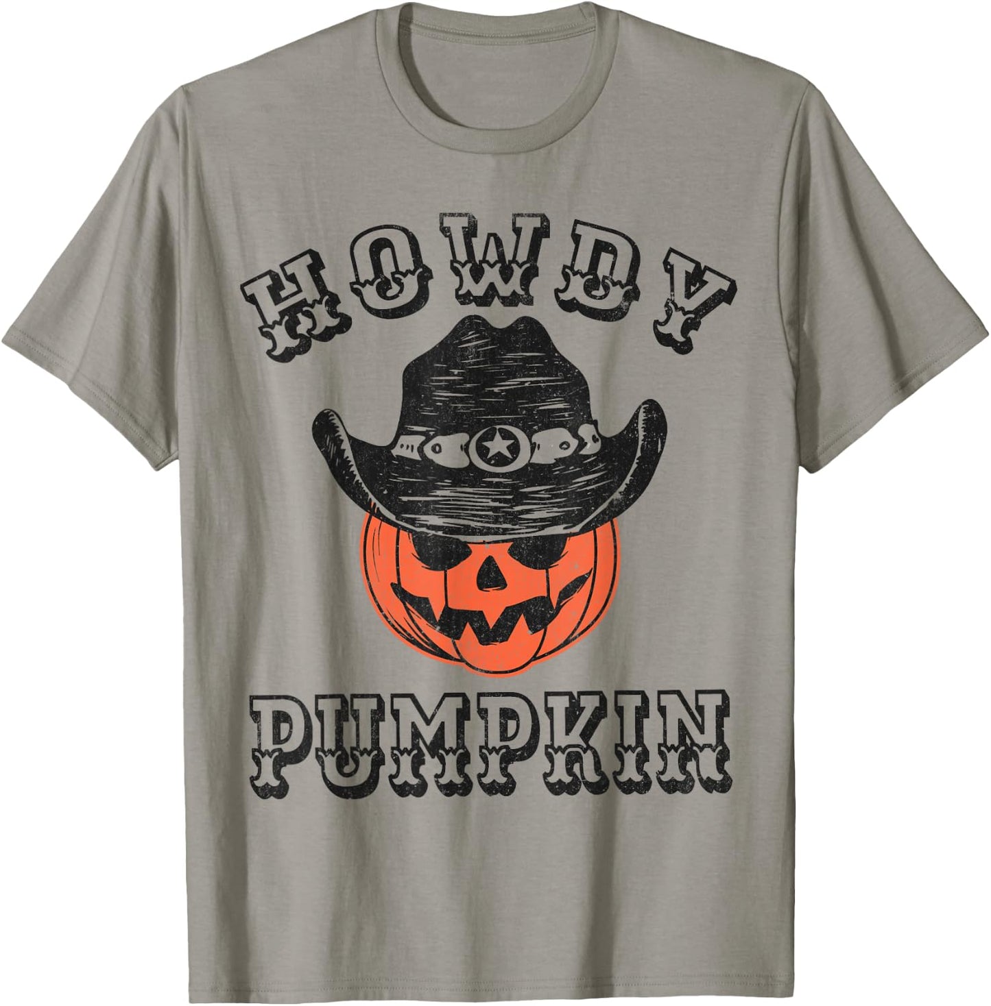 Howdy Pumpkin Funny Vintage Western Country Halloween T-Shirt - T-Shirt | Sand