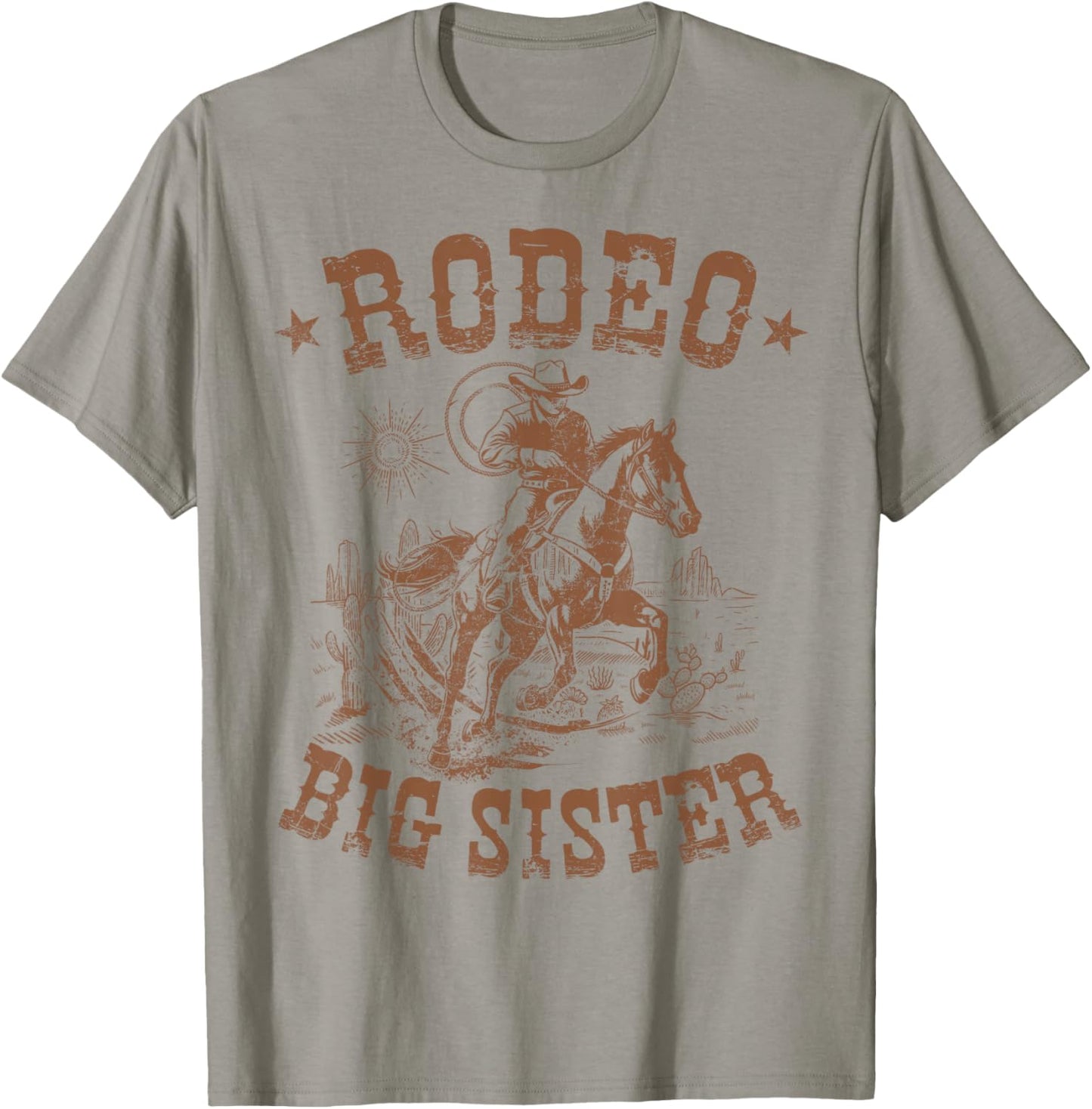 Rodeo Big Sister Western Cowboy Birthday Family Matching T-Shirt - T-Shirt | Sand