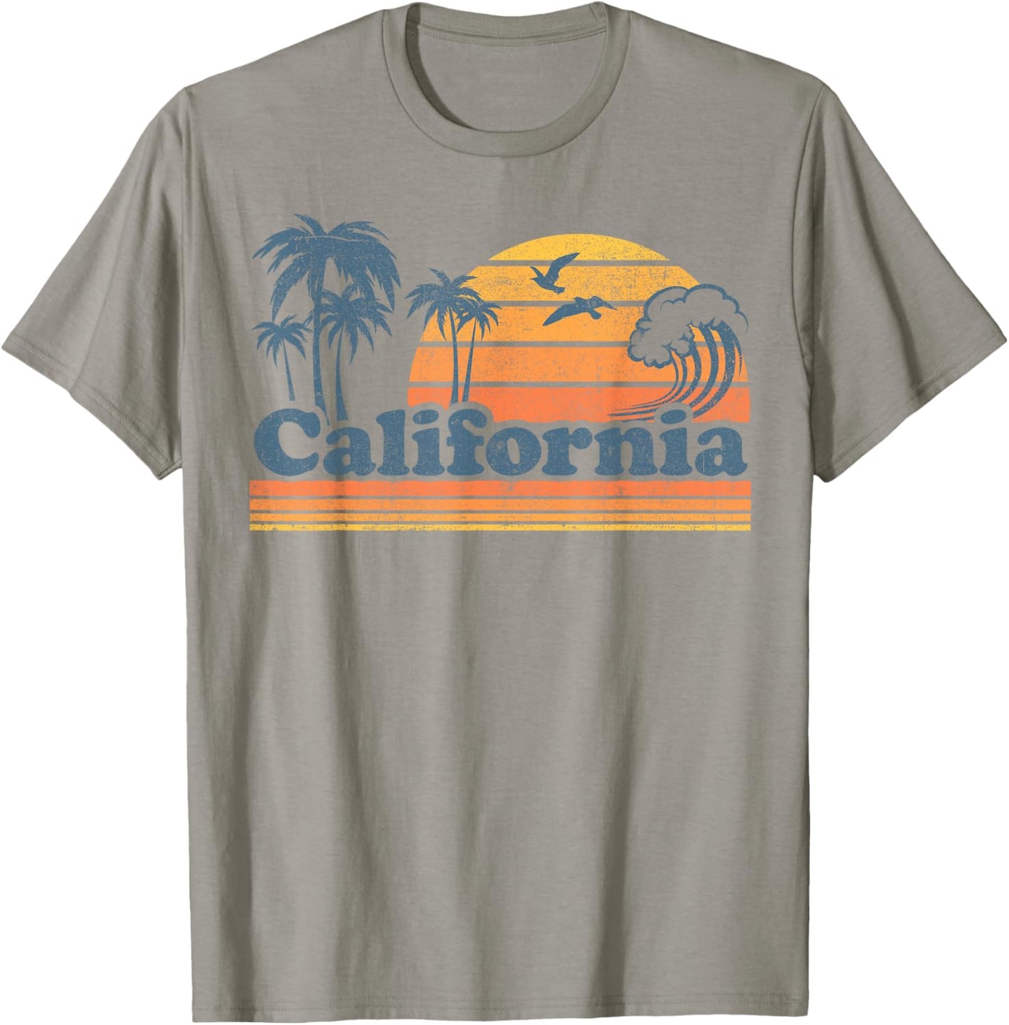 California Vacation Sunset Cute Cali 70s Vintage Retro Beach T-Shirt - T-Shirt | Sand