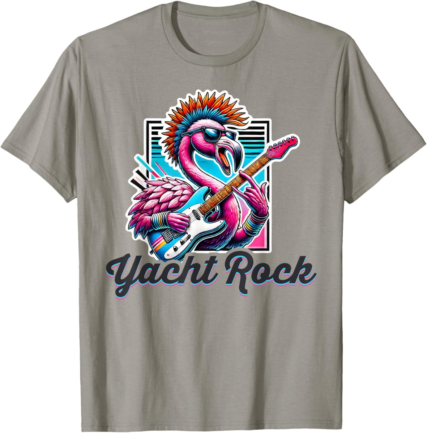 Yacht Rock Flamingo Retro Style, 70s 80s Soft Rock Retro T-Shirt - T-Shirt | Sand