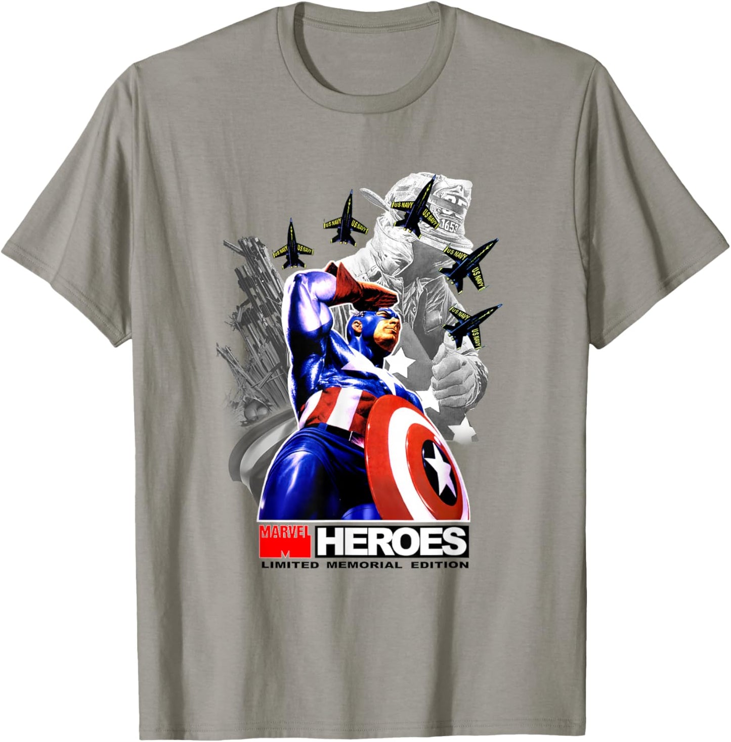 Marvel Captain America New York Heroes Memorial Tribute T-Shirt - T-Shirt | Sand