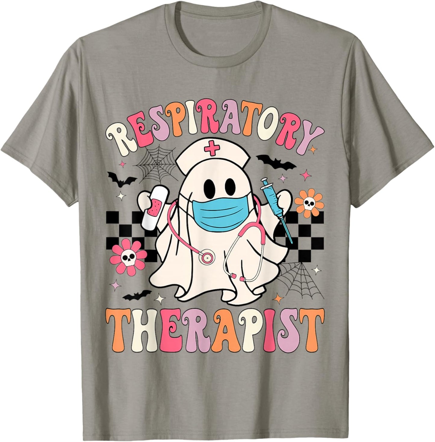 Groovy Spooky Respiratory Therapist Halloween RT Nurse T-Shirt - T-Shirt | Sand