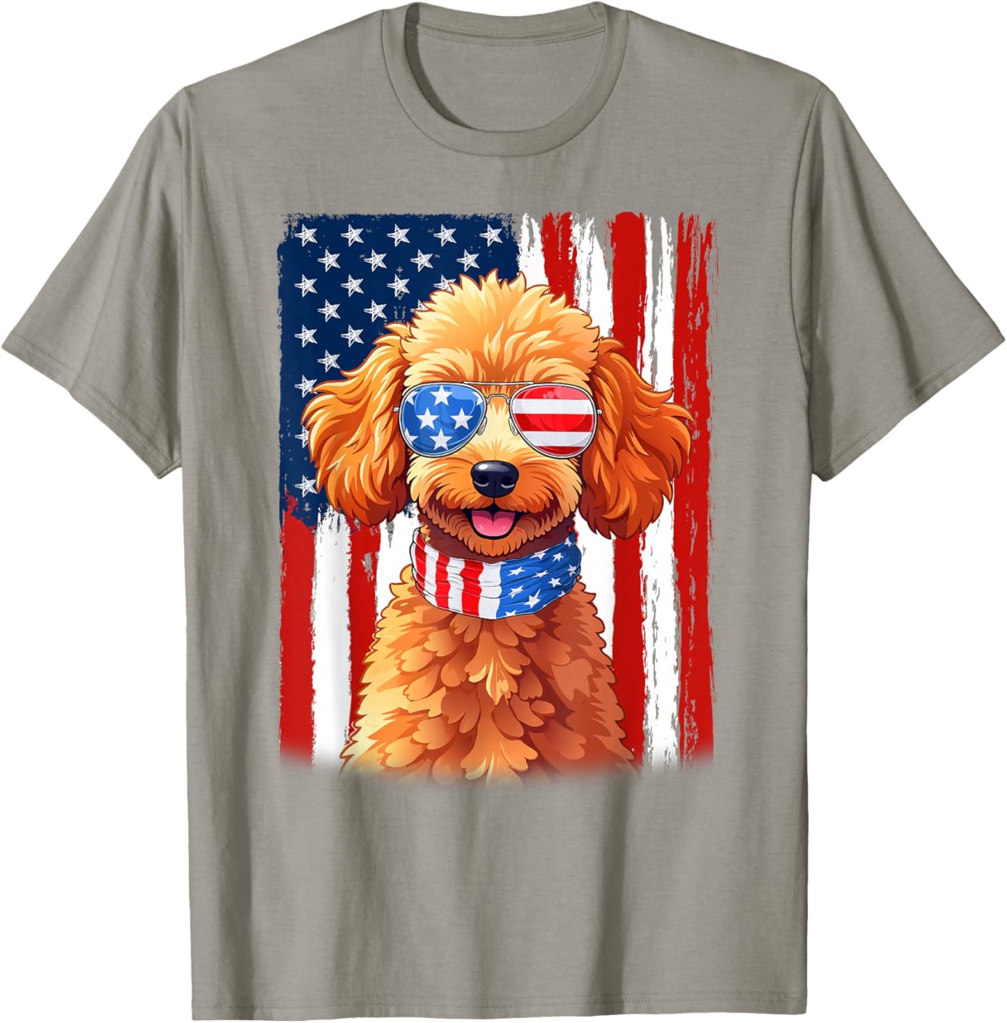 USA America Flag Toy Poodle Dog 4th of July Patriotic T-Shirt - T-Shirt | Sand