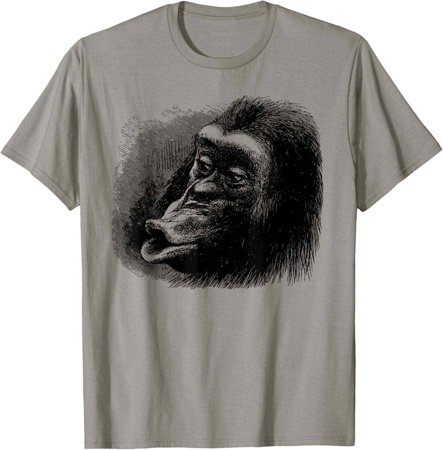 Chimpanzee Monkey Face Art-Vintage Chimp Funny Monkey T-Shirt - T-Shirt | Sand