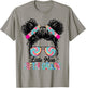 Little Miss Fifth 5th Grade Girls Back To School Messy Bun T-Shirt - T-Shirt | Sand