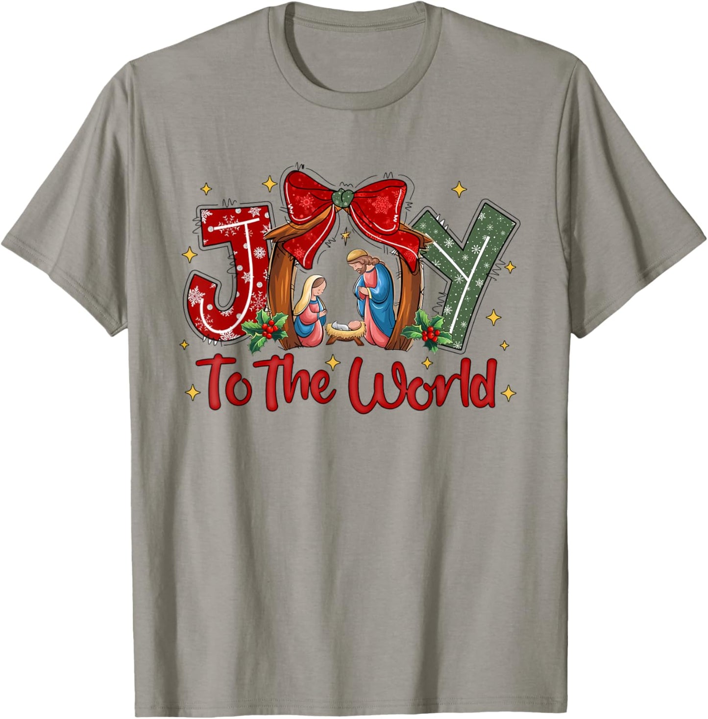 Joy To The World Christian Christmas Coquette Oh Holy Night T-Shirt - T-Shirt | Sand