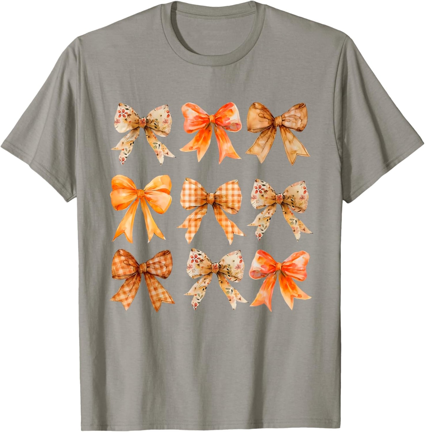 Fall Coquette Bow Vintage Fall Pumpkin Thanksgiving Women T-Shirt - T-Shirt | Sand