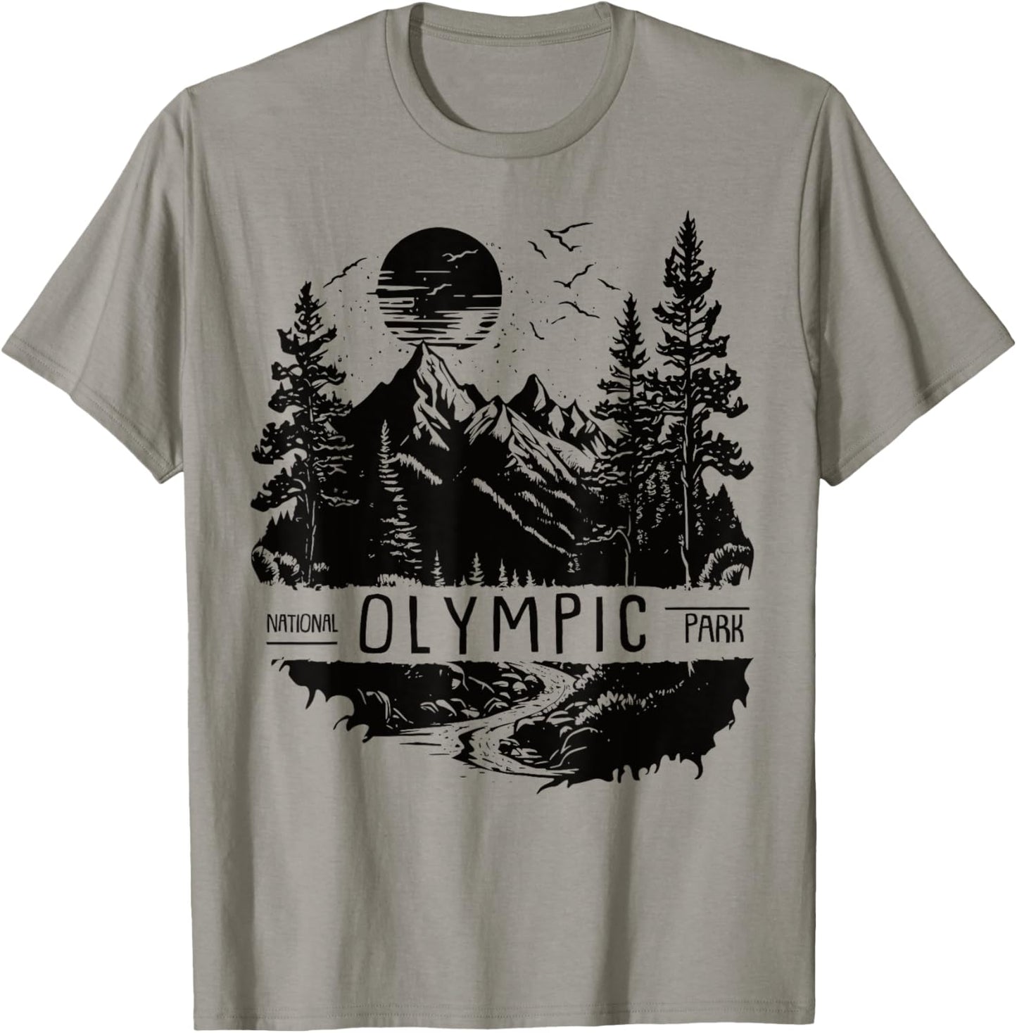 US Olympic National Park Shirts & More Retro Olympic National Park US Vintage Olympic Men's Grey Small Short Sleeve T-Shirt - T-Shirt | Sand