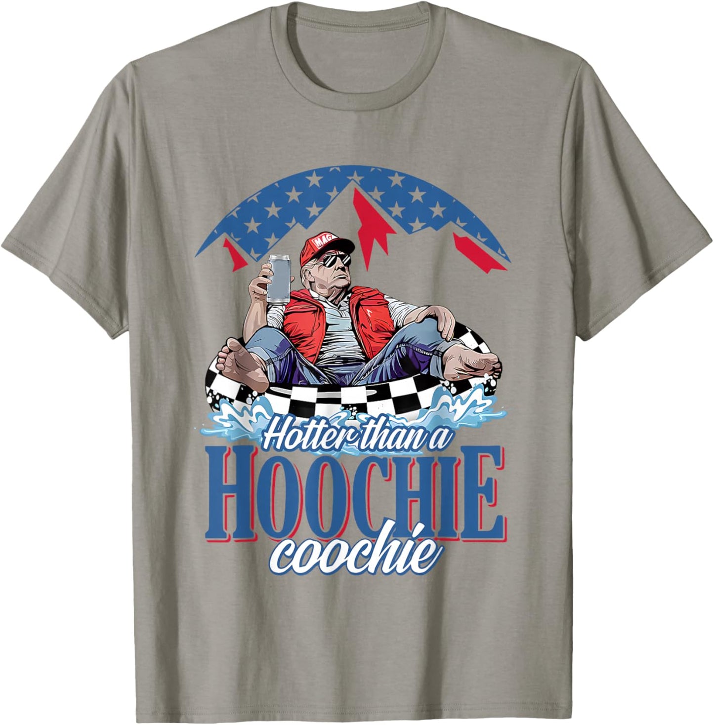Hotter Than A Hoochie Trump Coochie Viral Trump Summer Vibes T-Shirt - T-Shirt | Sand