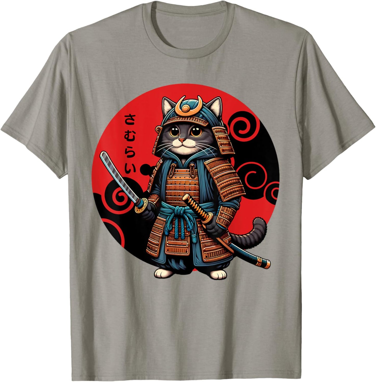 Funny Cute Samurai Cat Japanese Parody Katana Fighter Anime Women Kids T-Shirt - T-Shirt | Sand