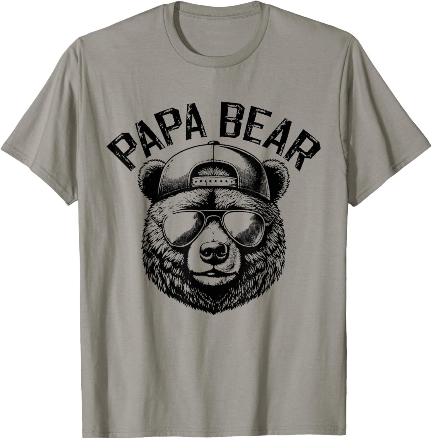 Papa Bear Face Grizzly Fathers Day Bear Lover T-Shirt - T-Shirt | Sand