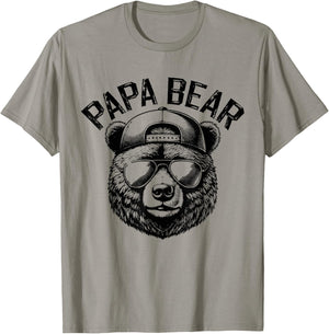 Papa Bear Face Grizzly Fathers Day Bear Lover T-Shirt - T-Shirt | Sand