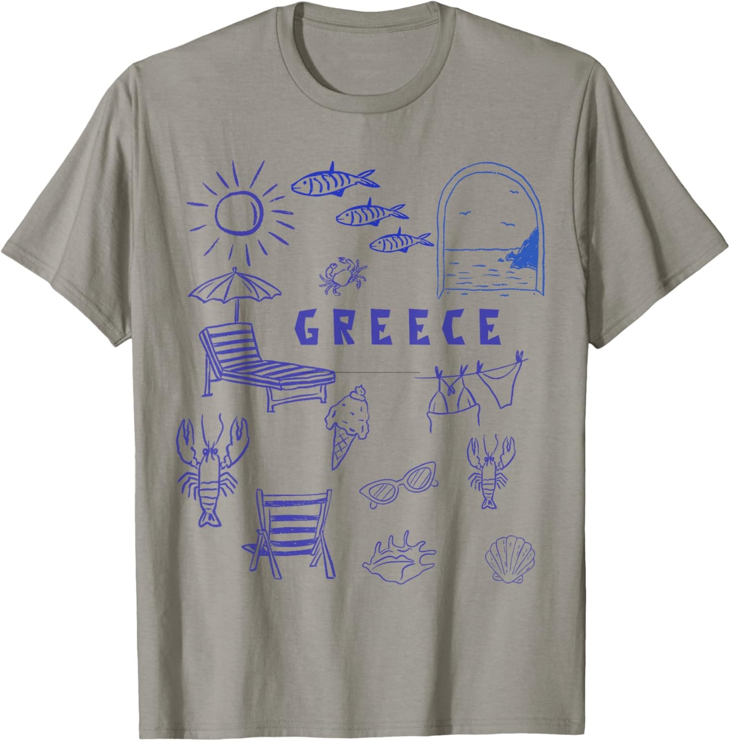 Greek Souvenir Kids Famous Icons from Greece Boys Girls T-Shirt - T-Shirt | Sand