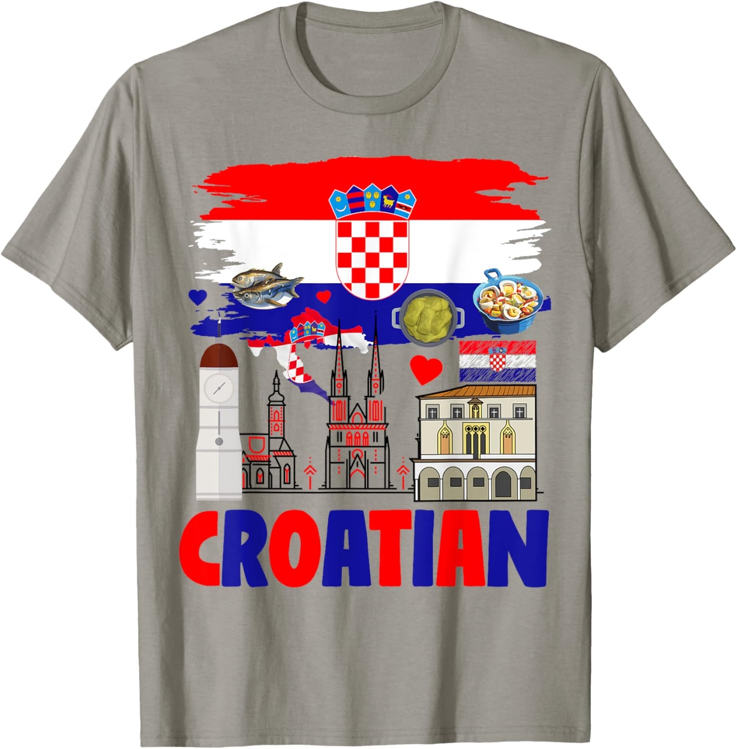 Croatian Flag Outfit Idea For Kids & Novelty Croatian Foodie T-Shirt - T-Shirt | Sand