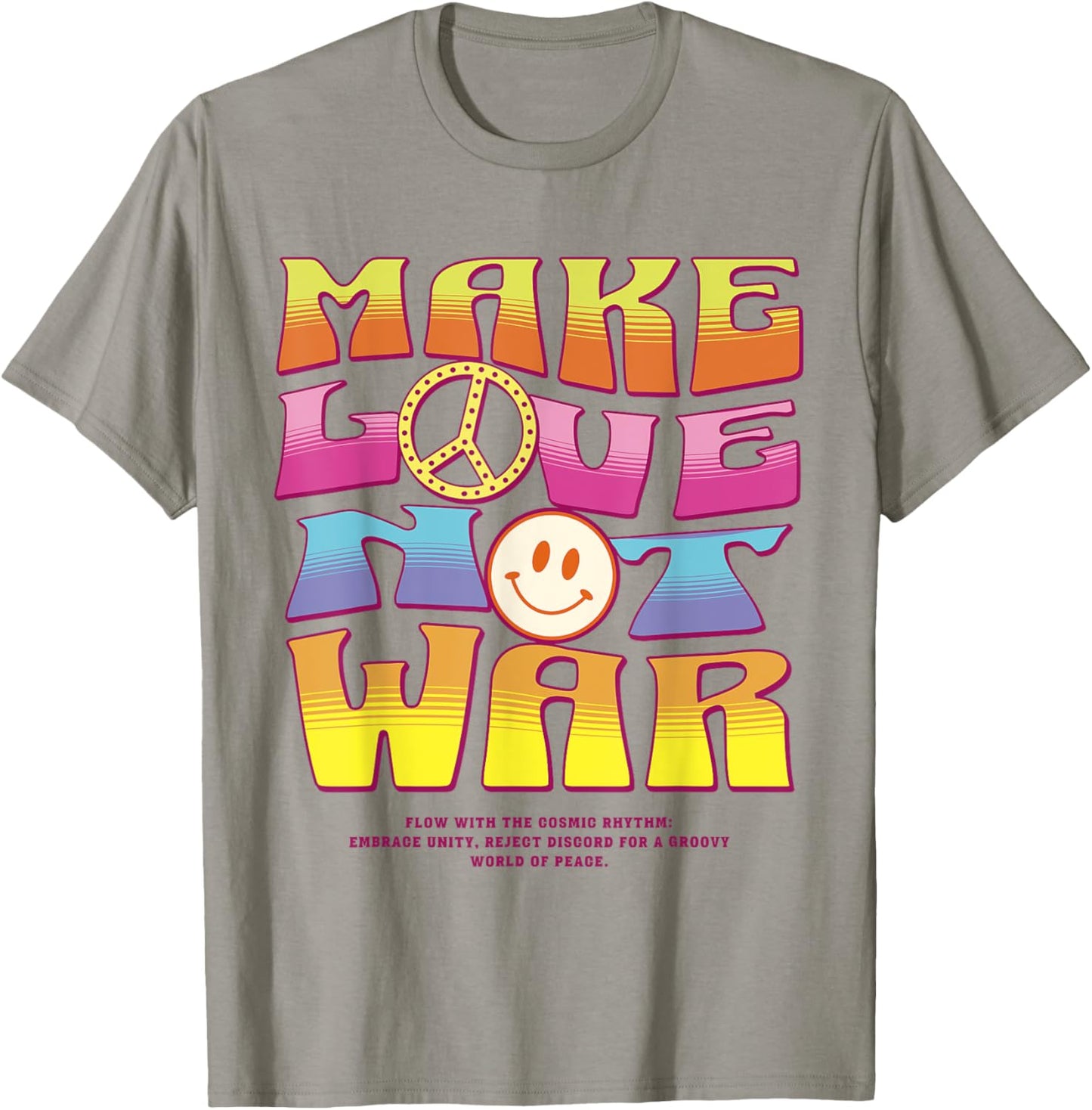 Make Love Not War - Hippie Letter Print T-Shirt - T-Shirt | Sand