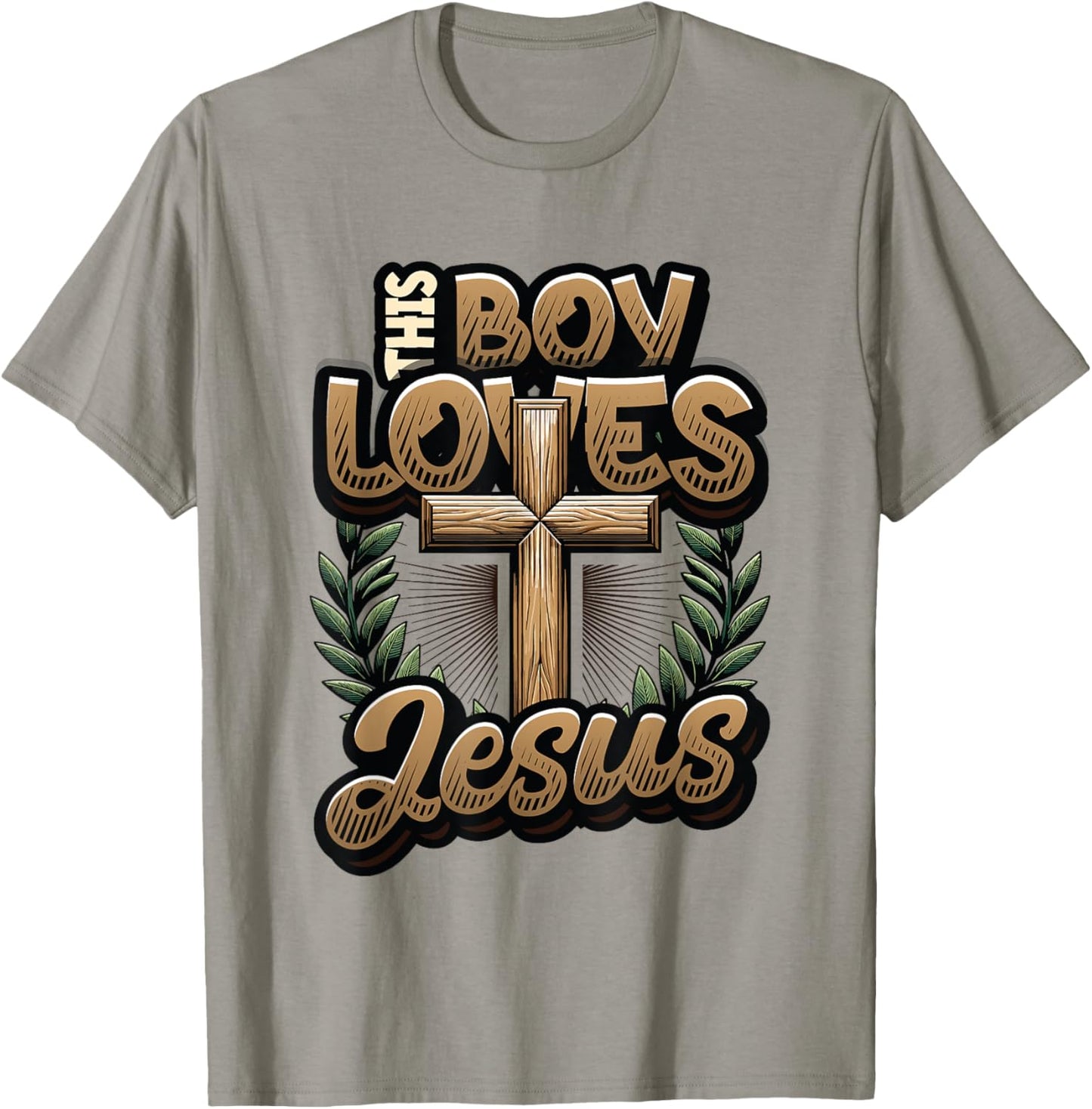 This Boy Loves Jesus - Christian Boys Jesus T-Shirt - T-Shirt | Sand