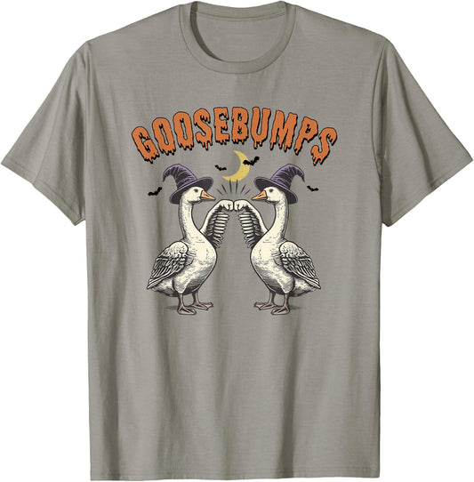 Goosebumps Halloween, Funny Goose Lover, Goose Halloween T-Shirt - T-Shirt | Sand
