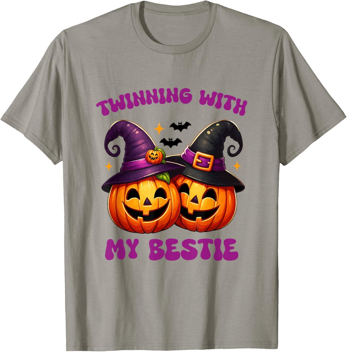 Twinning With My Bestie Halloween Pumpkin And Men T-Shirt - T-Shirt | Sand