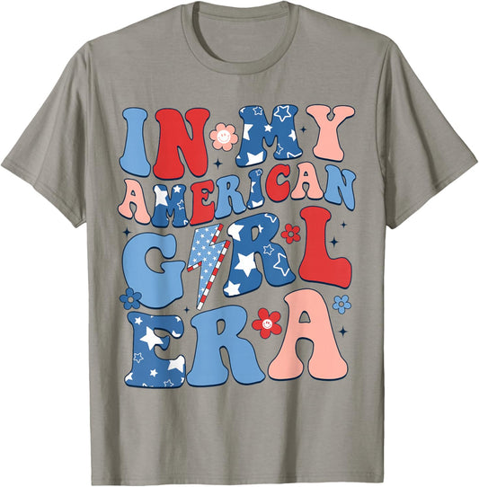 in My American Girl Era 4th of July Shirt Patriotic Girl T-Shirt - T-Shirt | Sand