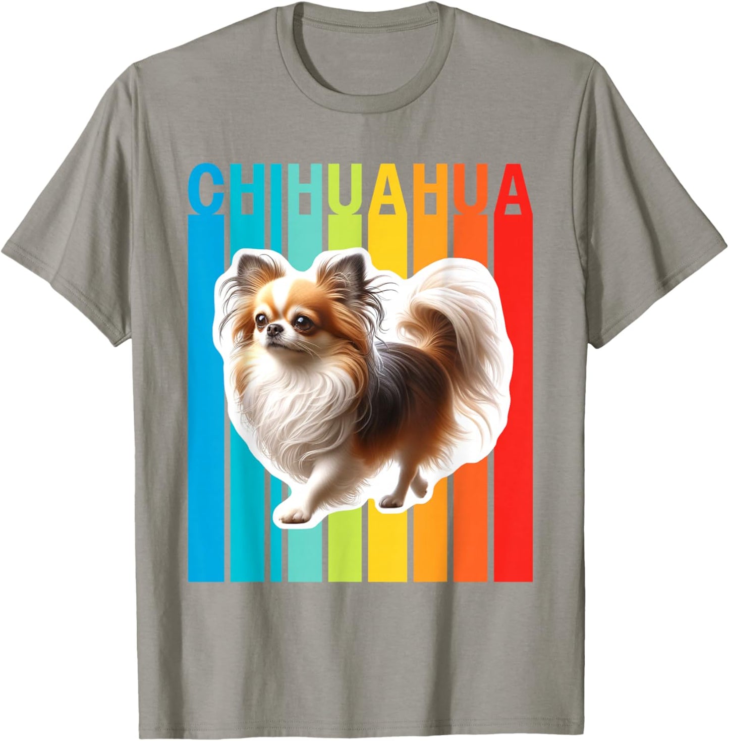 Colorful Long Haired Chihuahua T-Shirt - T-Shirt | Sand