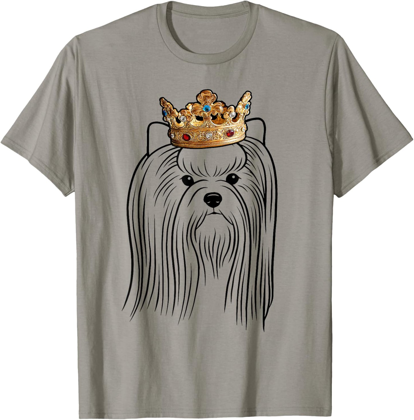 Biewer Terrier Dog Wearing Crown Men Women Girls Kids T-Shirt - T-Shirt | Sand