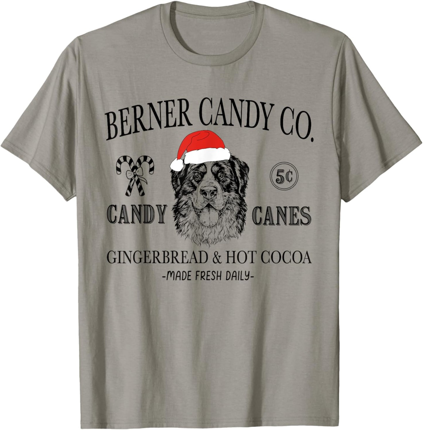 Funny Santa Bernese Mountain Dog Christmas Vintage Holiday T-Shirt - T-Shirt | Sand