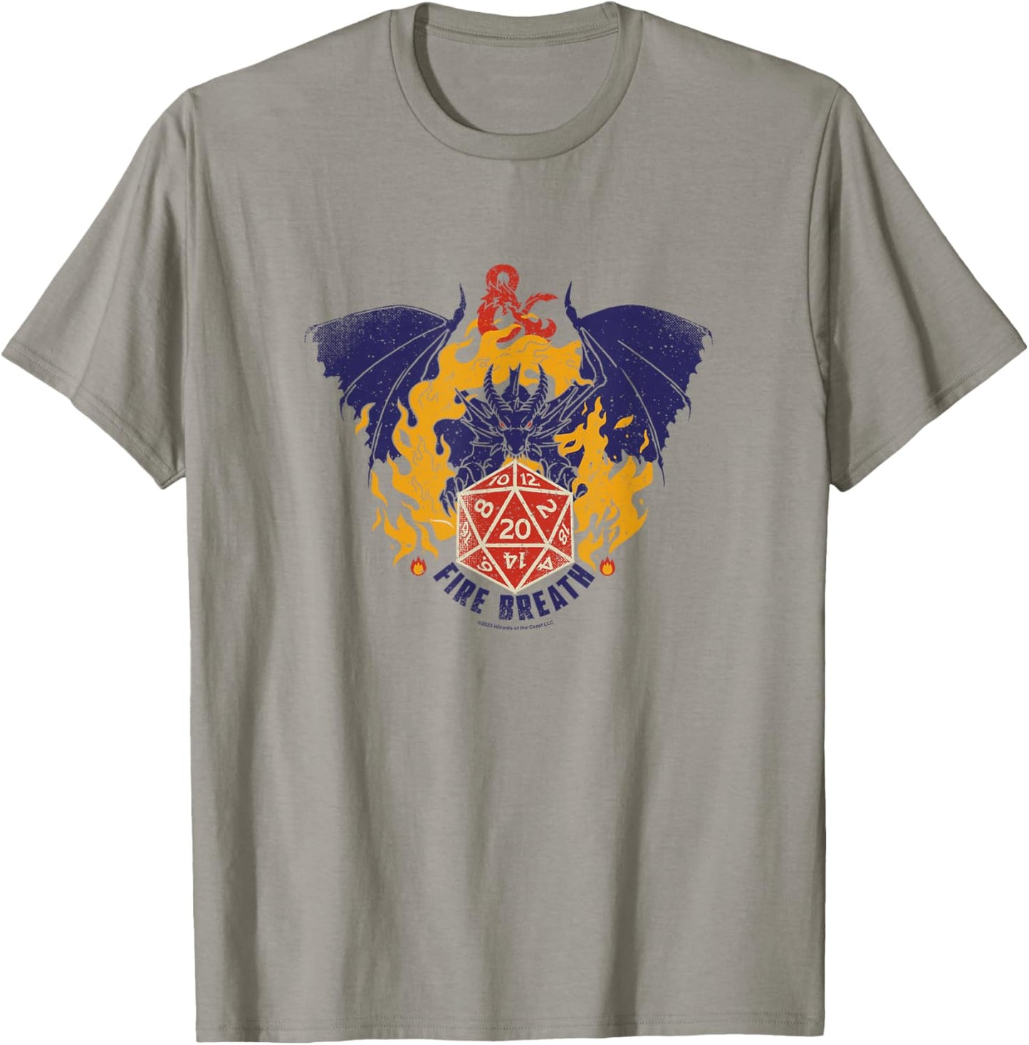 Dungeons & Dragons Fire Breath Dragon Flames Dice Logo T-Shirt - T-Shirt | Sand