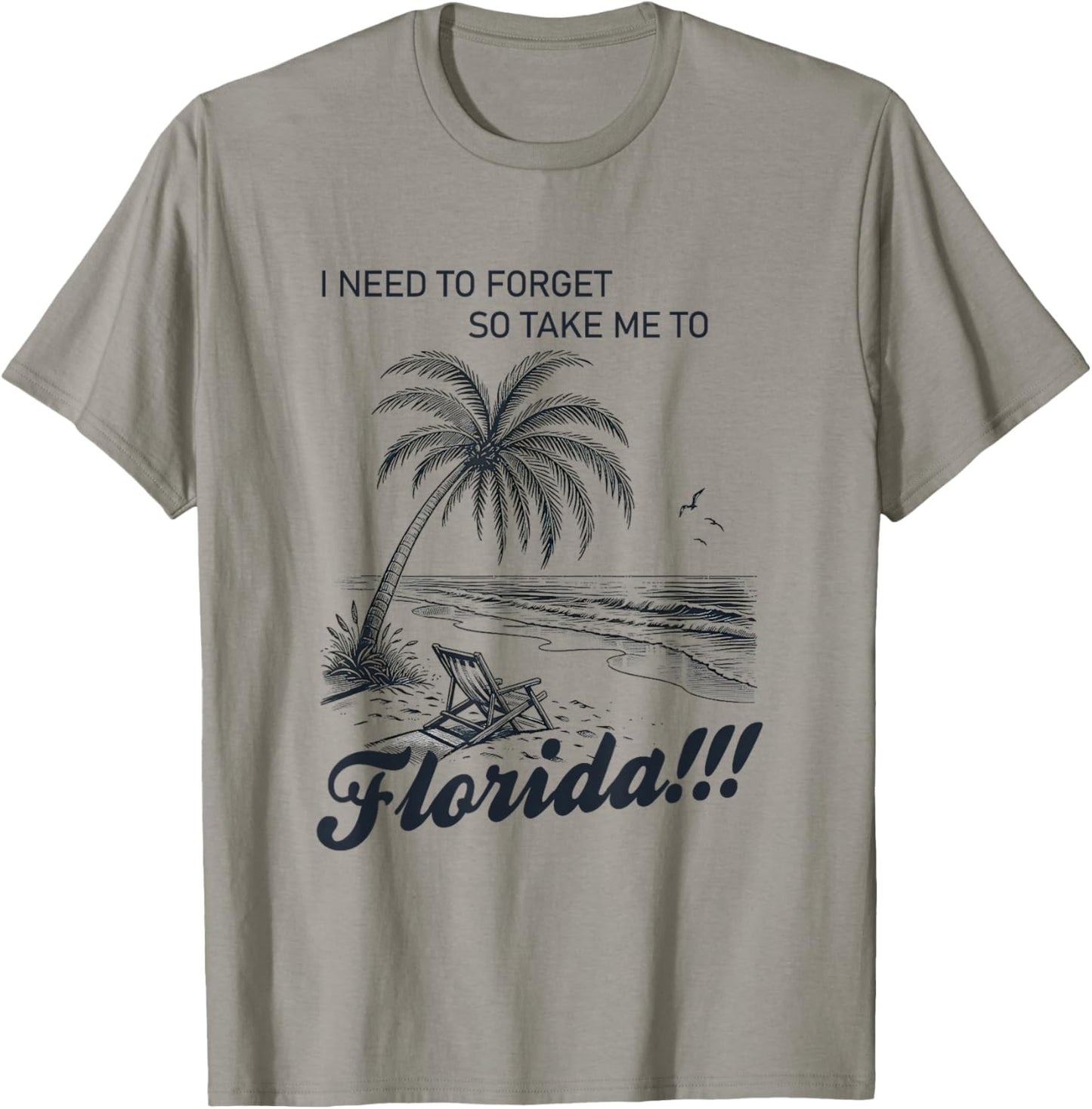I Need To Forget So take Me To Florida retro palm tree beach T-Shirt - T-Shirt | Sand