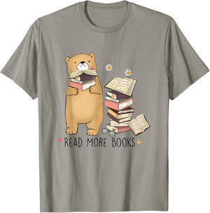 Read More Books Reading Book Lovers Bear T-Shirt - T-Shirt | Sand