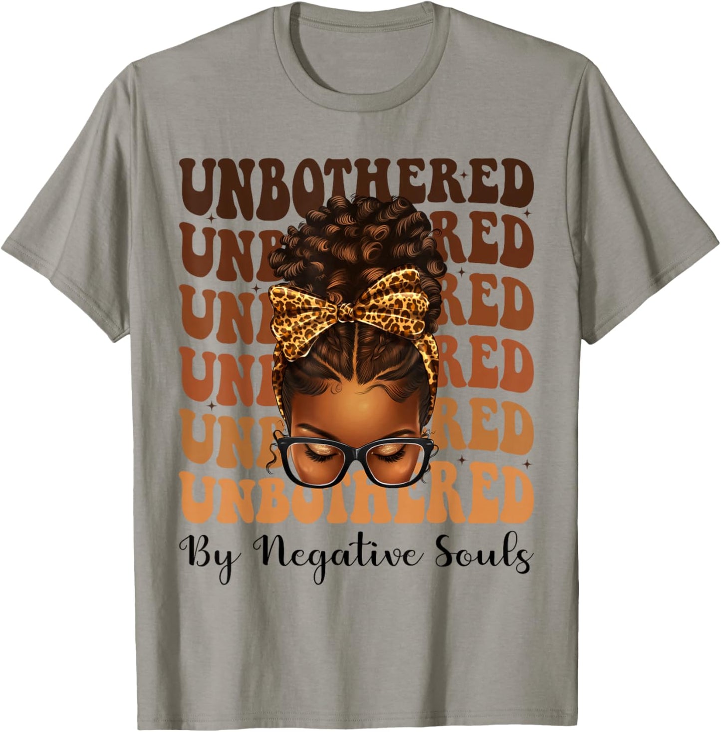 Unbothered Afro Woman Messy Bun African American Black Queen T-Shirt - T-Shirt | Sand