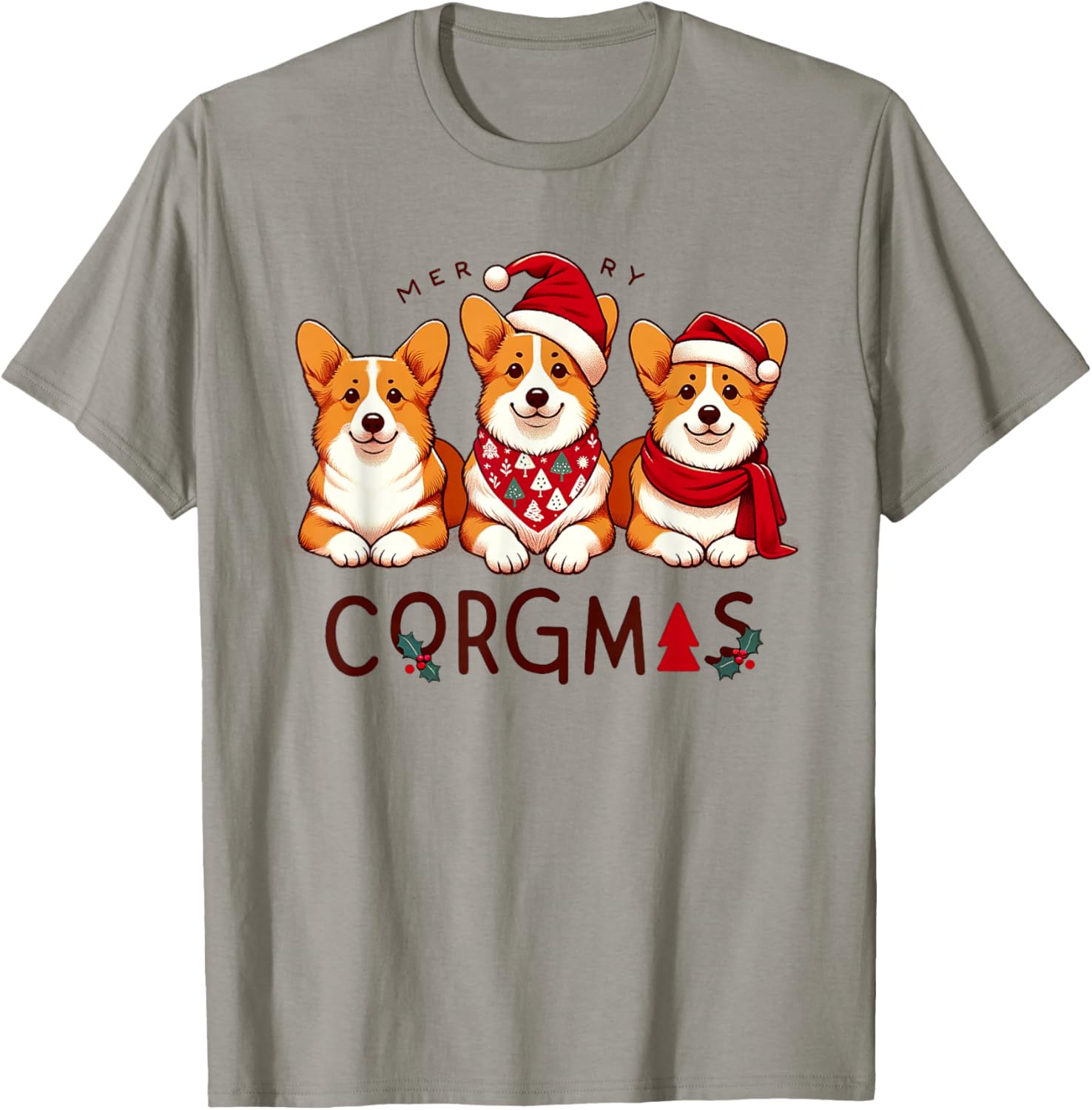 Merry Christmas Corgi Dog Santa Love Corgis Family Matching T-Shirt - T-Shirt | Sand