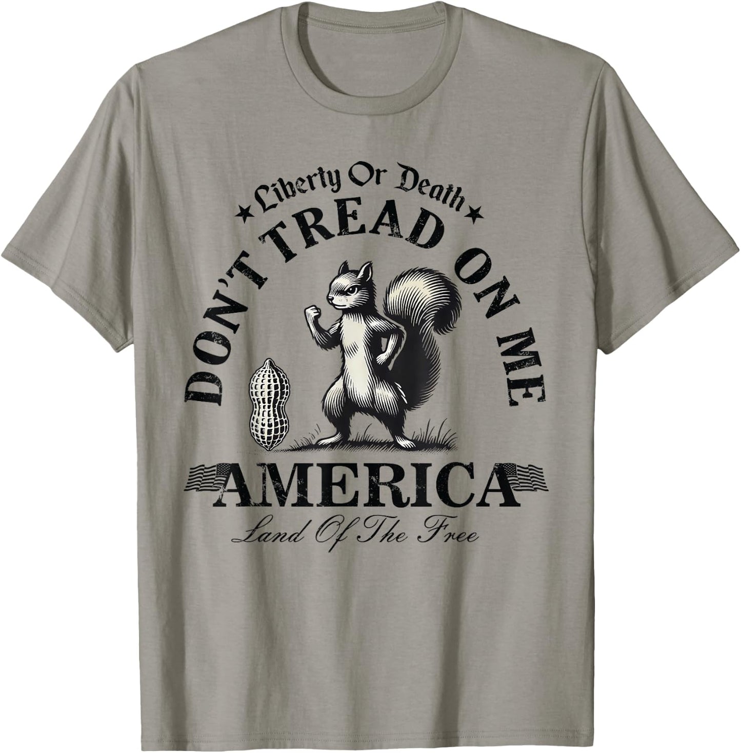 Don't Tread on Me Squirrel Liberty - Justice for Peanut -Adult Blue Small Classic Modern Short Sleeve T-Shirt - T-Shirt | Sand