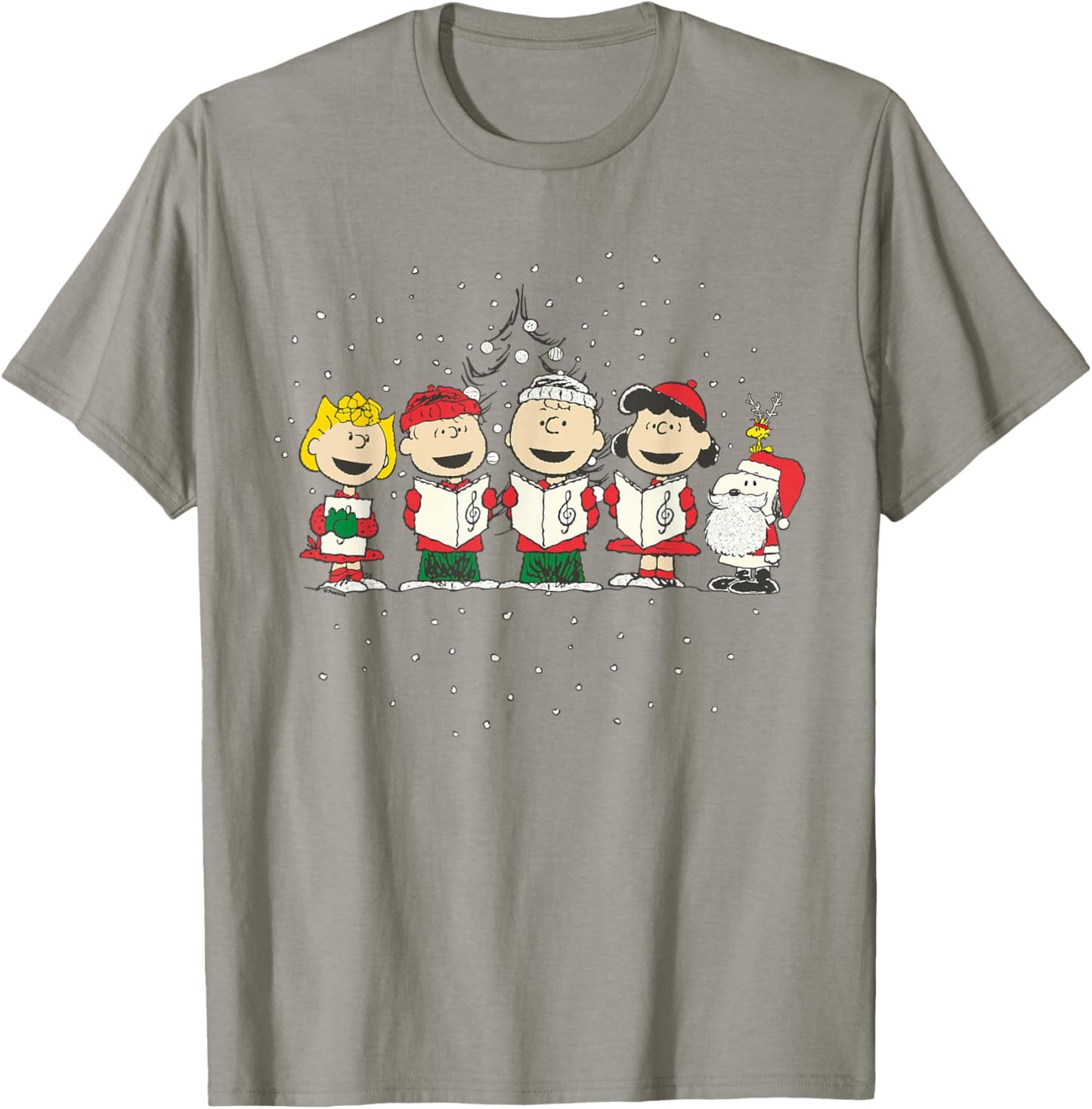Peanuts Christmas - Blue, -Adults, Small, Short Sleeve, Classic Fit, Cotton, Polyester Blend T-Shirt - T-Shirt | Sand