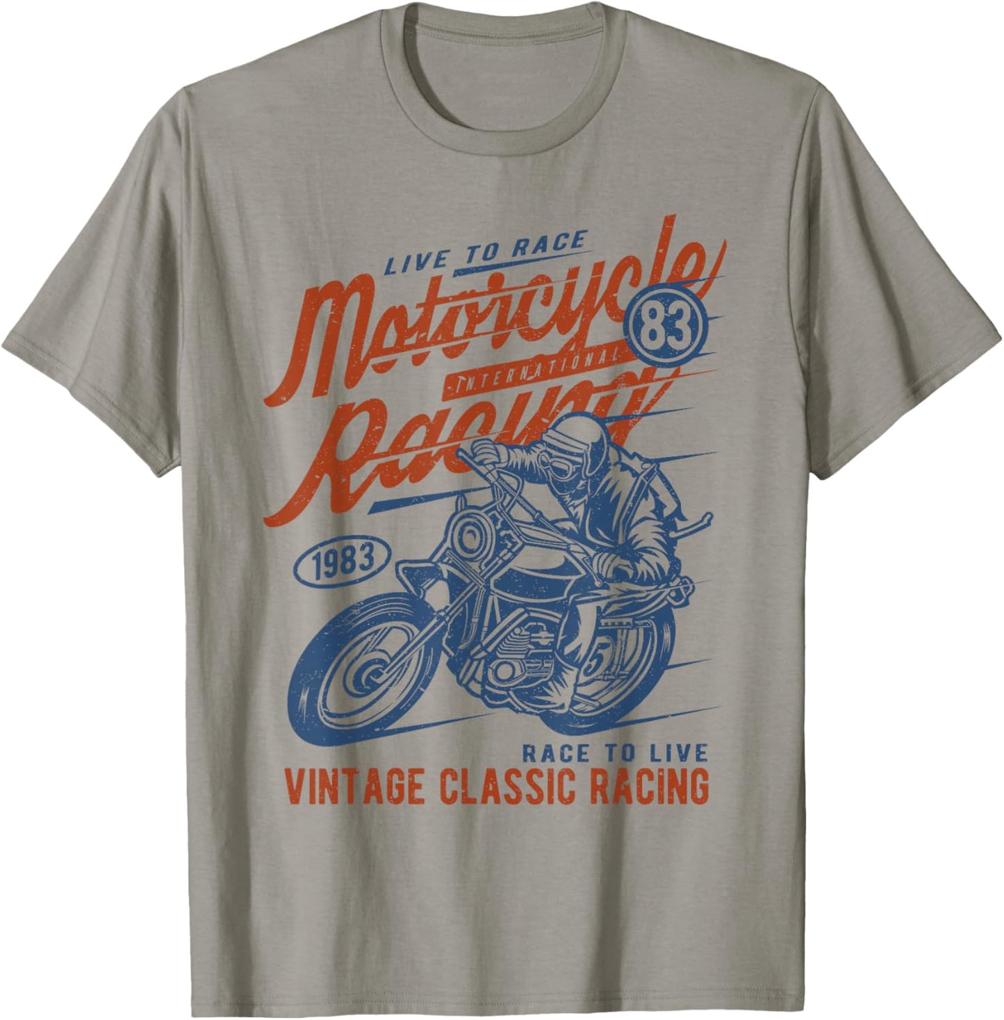 Retro Vintage Style Motorcycle Racing Distressed Design T-Shirt - T-Shirt | Sand
