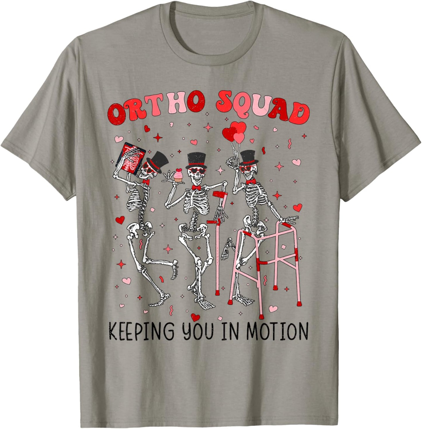 Ortho Squad Dancing Skeletons Valentines Orthopedic T-Shirt - T-Shirt | Sand