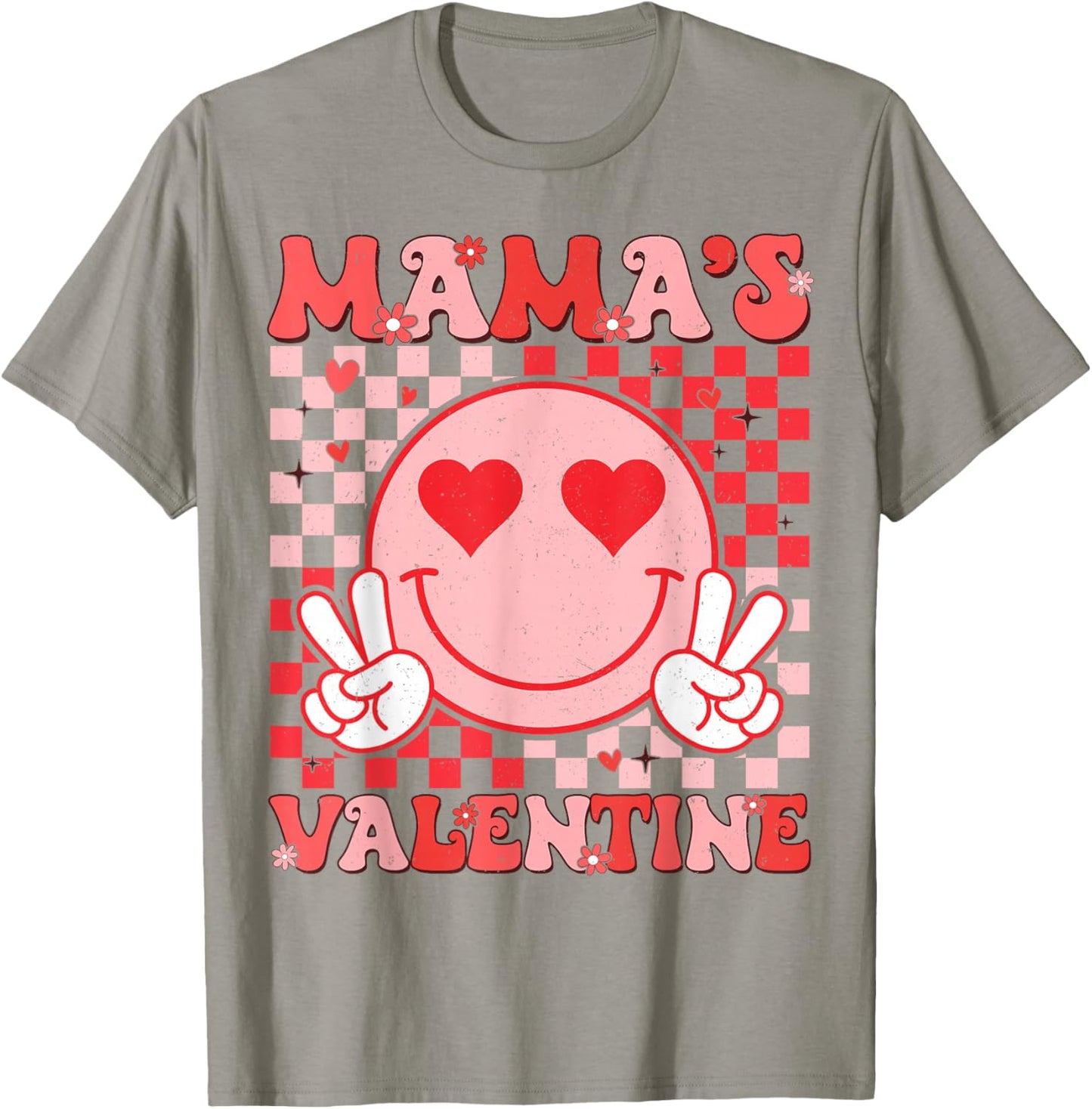 Retro Groovy Mama is My Valentine Smile Face Boys Girls Kids T-Shirt - T-Shirt | Sand