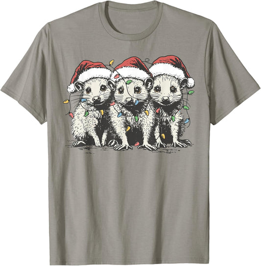 Vintage Cute Opossum Possum Christmas Girls T-Shirt - T-Shirt | Sand