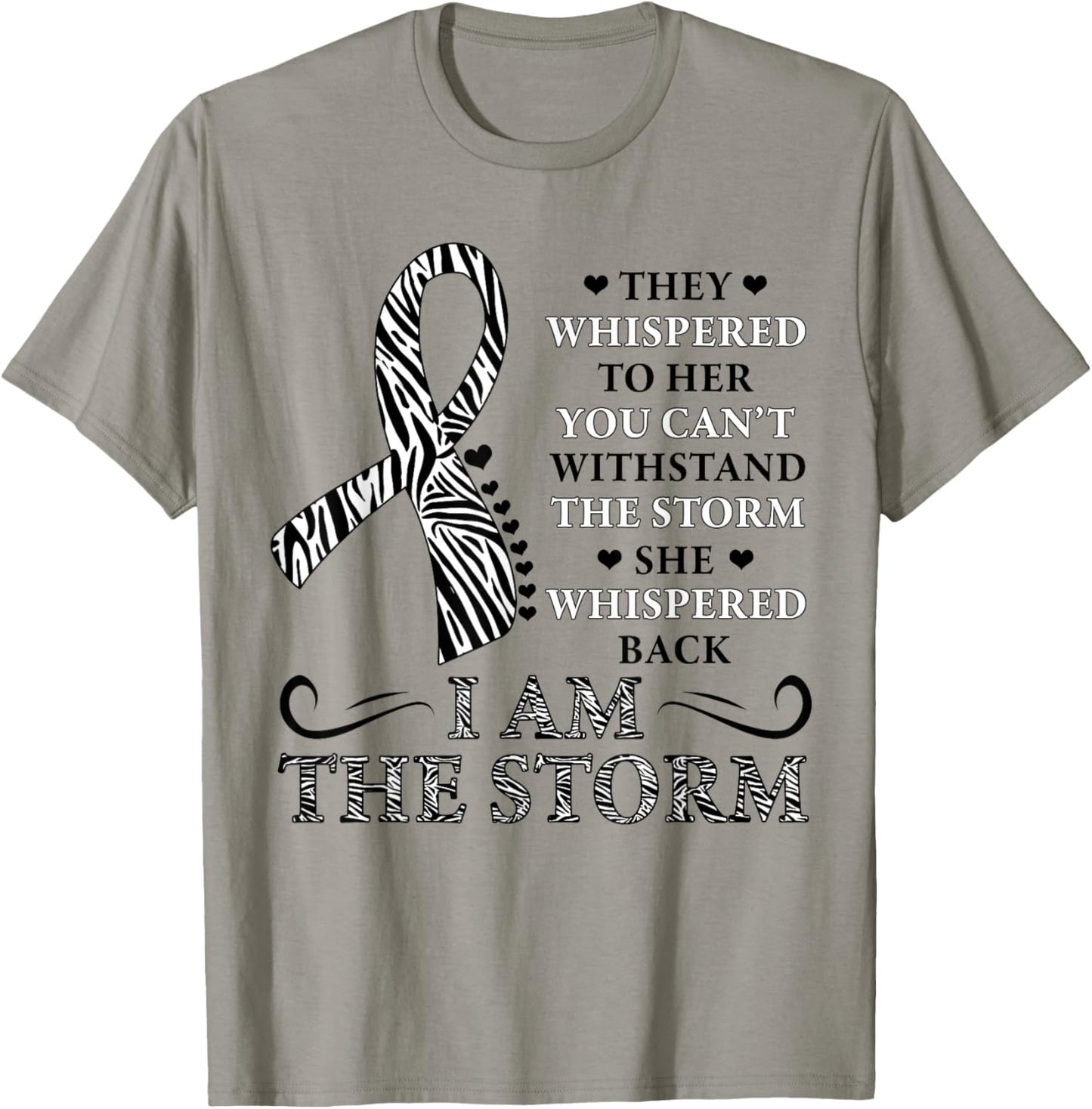 I'm The Storm zebra print Ribbon Carcinoid Cancer Awareness T-Shirt - T-Shirt | Sand