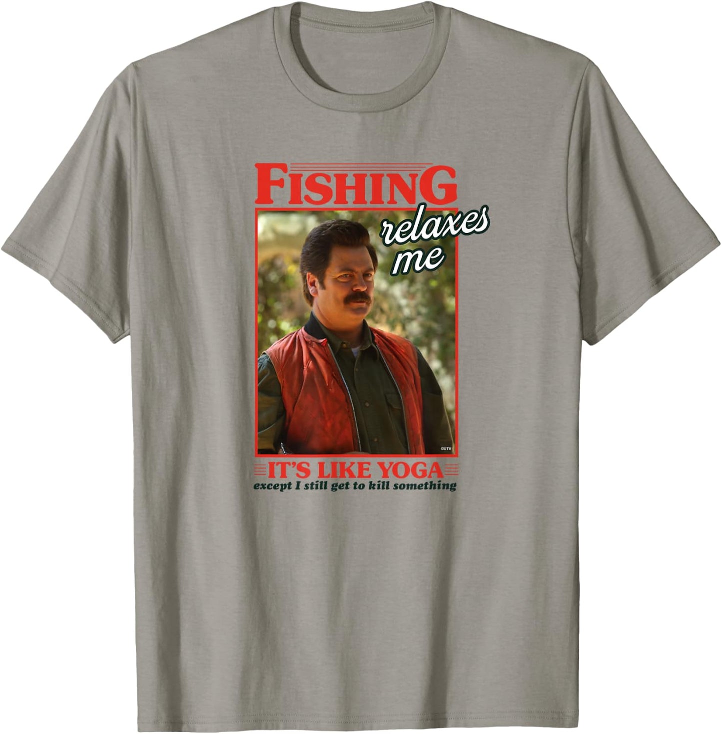 Parks and Recreation Ron Swanson Fishing Relaxes T-Shirt - T-Shirt | Sand