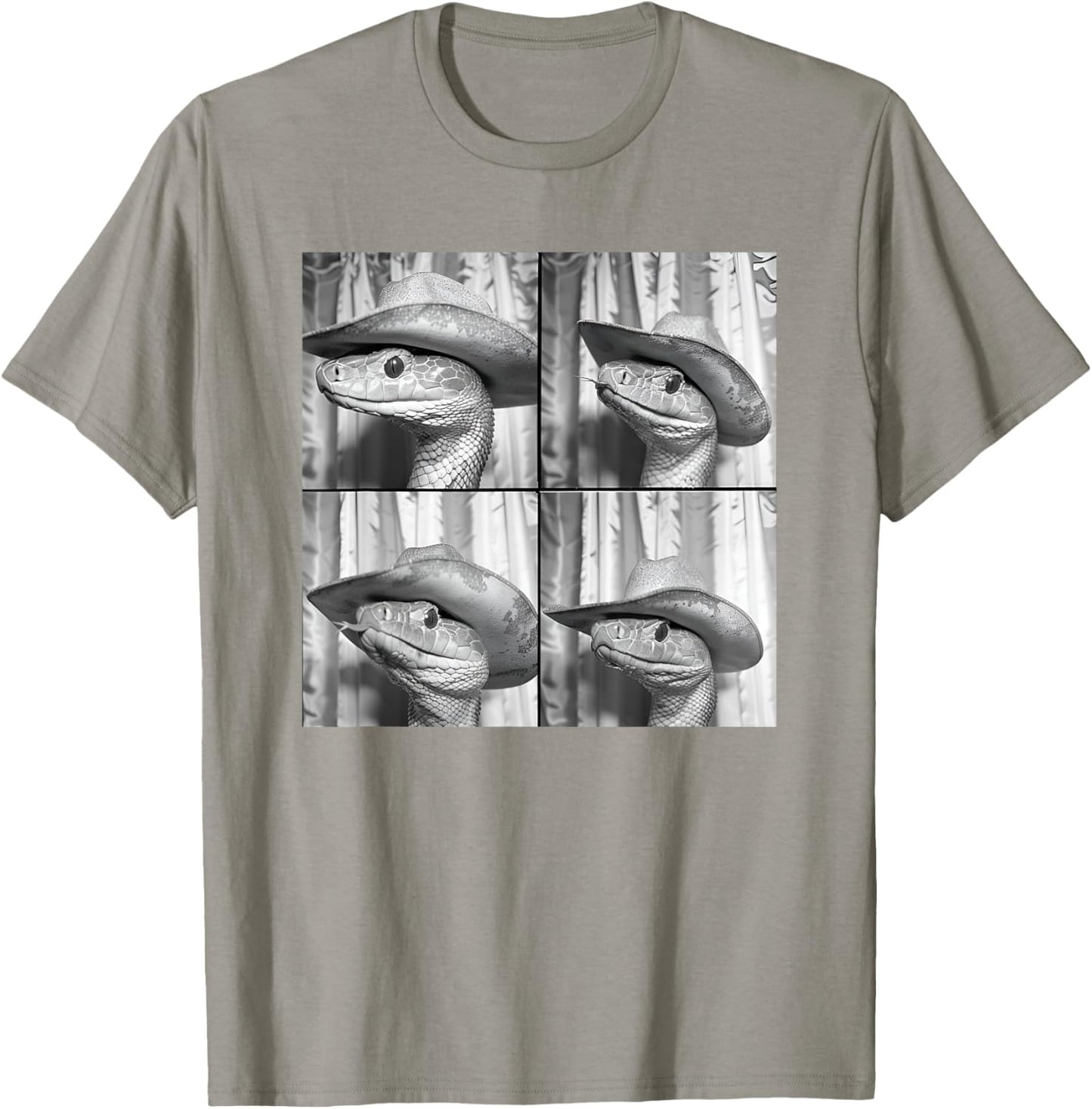 Snake In Cowboy Hat Funny Animal Photobooth Snake Face T-Shirt - T-Shirt | Sand
