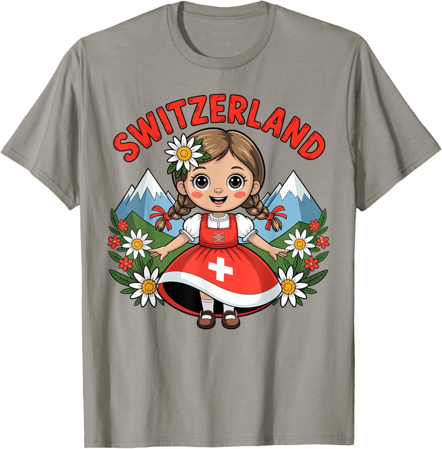 Cute Swiss Girl in Traditional Dress for Kids T-Shirt - T-Shirt | Sand