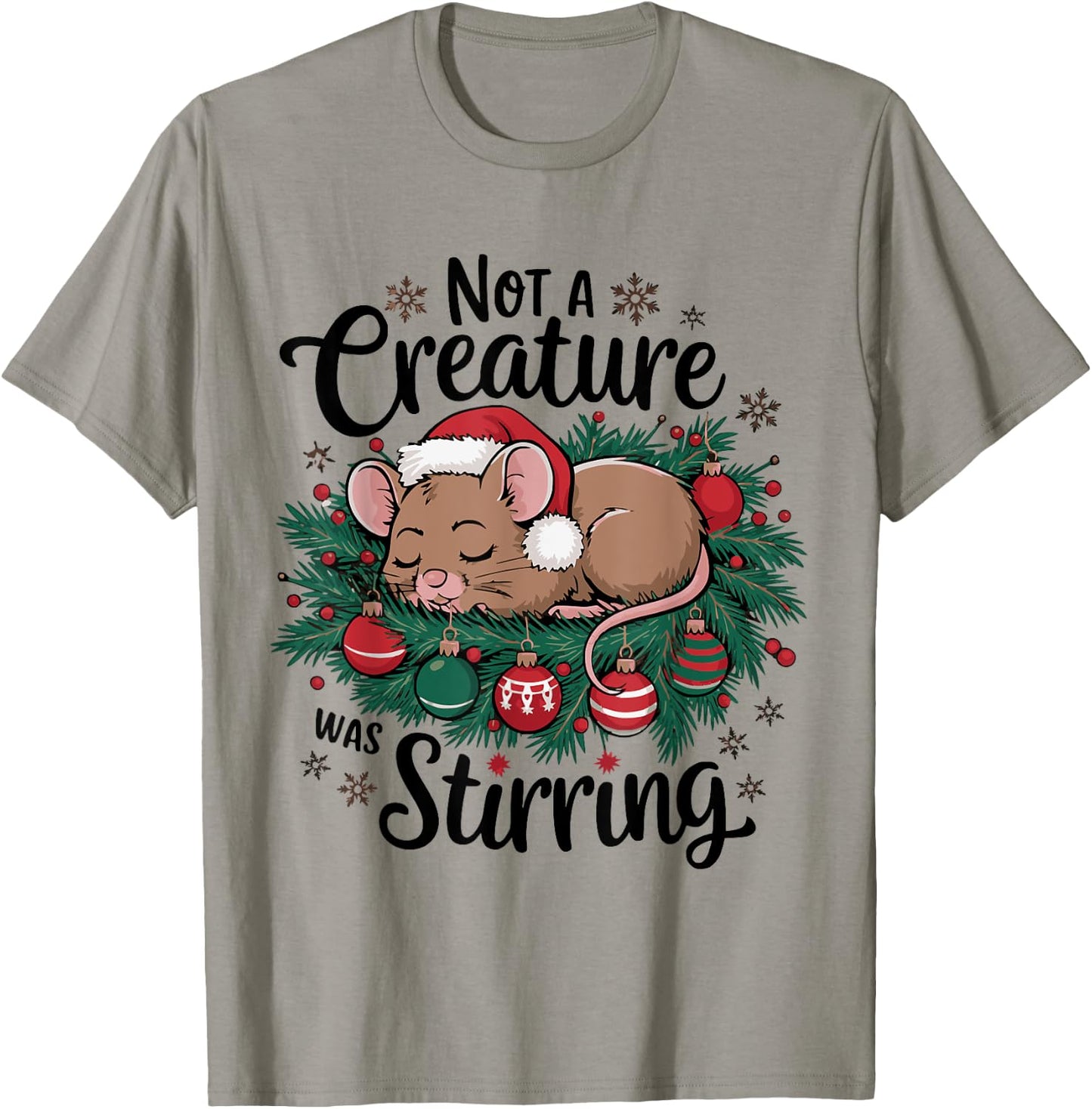 Not A Creature Was Stirring Christmas Santa Mouse T-Shirt - T-Shirt | Sand